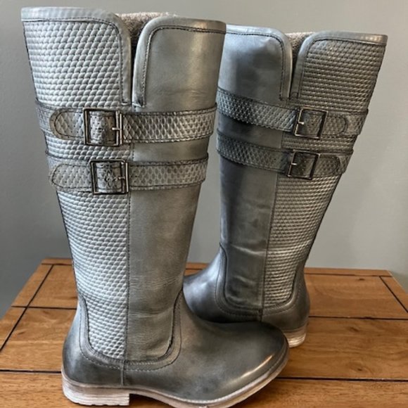 ROAN Leather Tall Shaft Boots Size 7 Color Grey/ White - Picture 5 of 12